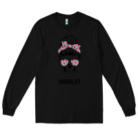 Black Pink Flower on Cyan Background Mom Skull Long Sleeve Tee - Bettercallsaul