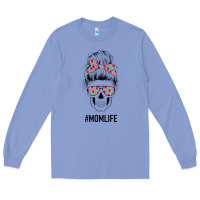 Colony Blue Pink Flower on Cyan Background Mom Skull Long Sleeve Tee - Bettercallsaul
