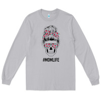 Moon Dust Pink Flower on Cyan Background Mom Skull Long Sleeve Tee - Bettercallsaul