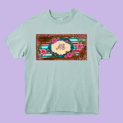 Preview Western Pink Flovers Leopard Serape   License Plate Template Heavy Core Tee Designed By Barkaloodesign