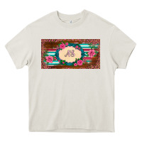 Cream preview western pink flovers leopard serape   license plate template Heavy Core Tee - BarkalooDesign
