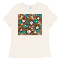 Bone baseball turquoise gemstones western patterns Ladies Tee - BarkalooDesign