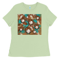 Matcha baseball turquoise gemstones western patterns Ladies Tee - BarkalooDesign