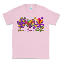 Bubblegum Pink Peace Love Mardi Gras Classic Tee - BundleAndBundleShop
