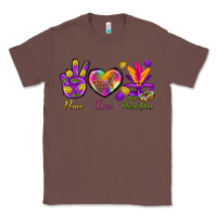 Chestnut Peace Love Mardi Gras Classic Tee - BundleAndBundleShop