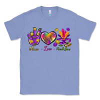 Colony Blue Peace Love Mardi Gras Classic Tee - BundleAndBundleShop
