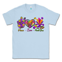 Dusty Blue Peace Love Mardi Gras Classic Tee - BundleAndBundleShop
