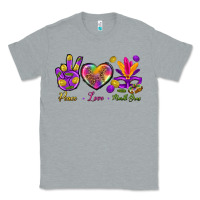 Heather Grey Peace Love Mardi Gras Classic Tee - BundleAndBundleShop
