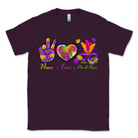 Plum Peace Love Mardi Gras Classic Tee - BundleAndBundleShop