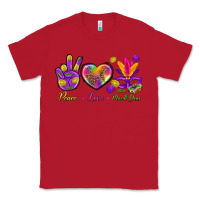Red Peace Love Mardi Gras Classic Tee - BundleAndBundleShop