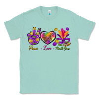 Seafoam Peace Love Mardi Gras Classic Tee - BundleAndBundleShop
