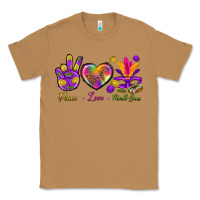 Toasted Coconut Peace Love Mardi Gras Classic Tee - BundleAndBundleShop