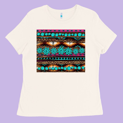 Leopard Aztec Turquoise Jewelry Ladies Tee Designed By Barkaloodesign