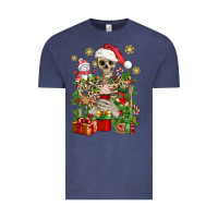 Vintage Denim Skeleton Christmas Element Snowman Awda Vintage Tee - BundleAndBundleShop