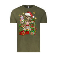 Vintage Olive Skeleton Christmas Element Snowman Awda Vintage Tee - BundleAndBundleShop