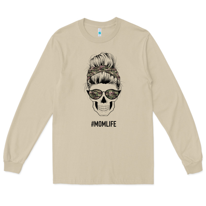 Feminine Camouflage Patterned Mom Skull Long Sleeve Tee by Bettercallsaul | Teevron