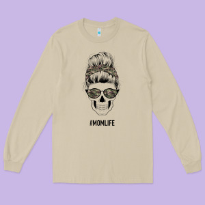 Feminine Camouflage Patterned Mom Skull Long Sleeve Tee Designed By Bettercallsaul