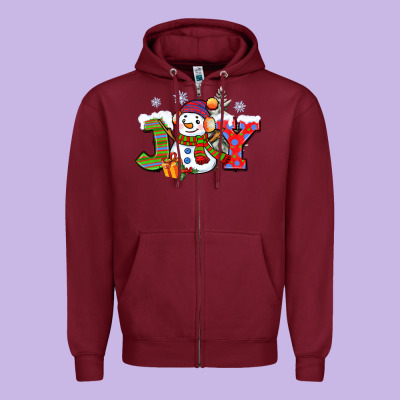 Christmas Joy Snowman Zipper Hoodie Designed By Cowgirlartshop