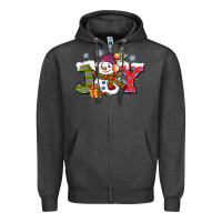 Charcoal Heather christmas joy snowman Zipper Hoodie - CowGirlArtShop