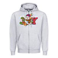 Heather Grey christmas joy snowman Zipper Hoodie - CowGirlArtShop