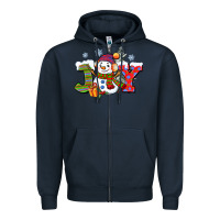 Navy christmas joy snowman Zipper Hoodie - CowGirlArtShop