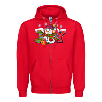 Red christmas joy snowman Zipper Hoodie - CowGirlArtShop