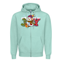 Seafoam christmas joy snowman Zipper Hoodie - CowGirlArtShop