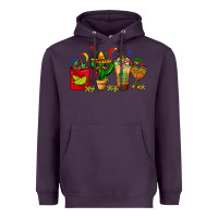 Plum Mexico Coffee Cups With Cactus Sombrero And Maraca Heavyweight Hoodie - FaDigitalArtStudio