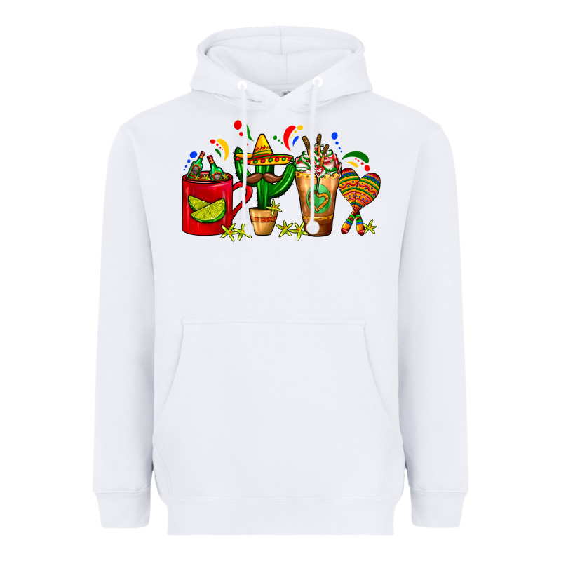 Mexico Coffee Cups With Cactus Sombrero And Maraca Heavyweight Hoodie by FaDigitalArtStudio | Teevron