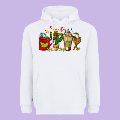 Mexico Coffee Cups With Cactus Sombrero And Maraca Heavyweight Hoodie Designed By Fadigitalartstudio