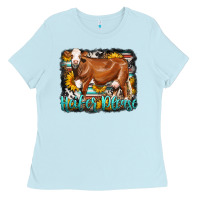 Baby Blue Western Heifer Please Simmental Cow Ladies Tee - LillyAllenDesigns