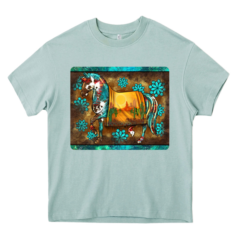 Western Horse Sunset Turquoise's Gemstones Mousepad Heavy Core Tee by BarkalooDesign | Teevron