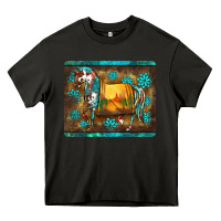 Asphalt western horse sunset turquoise's gemstones mousepad Heavy Core Tee - BarkalooDesign