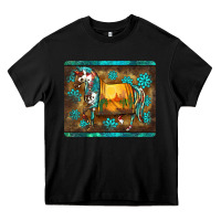 Black western horse sunset turquoise's gemstones mousepad Heavy Core Tee - BarkalooDesign