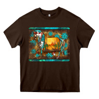 Chocolate Brown western horse sunset turquoise's gemstones mousepad Heavy Core Tee - BarkalooDesign