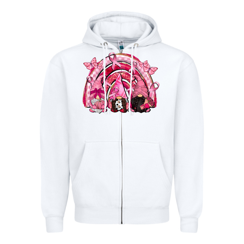 Gnomes Rainbow Breast Cancer Zipper Hoodie by CowGirlArtShop | Teevron