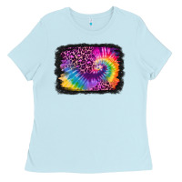 Baby Blue tie dye leopard glitter background Ladies Tee - Jasminsmagicworld