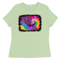 Matcha tie dye leopard glitter background Ladies Tee - Jasminsmagicworld