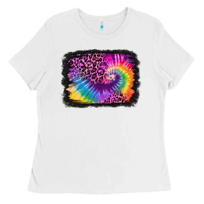 Tie Dye Leopard Glitter Background Ladies Tee by Jasminsmagicworld | Teevron