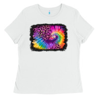 White tie dye leopard glitter background Ladies Tee - Jasminsmagicworld