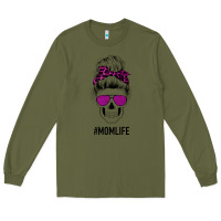 Army Green Purple Glitter, Leopard Patterned Mom Skull Long Sleeve Tee - Bettercallsaul