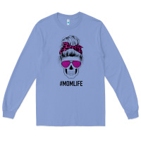 Purple Glitter, Leopard Patterned Mom Skull Long Sleeve Tee | Teevron