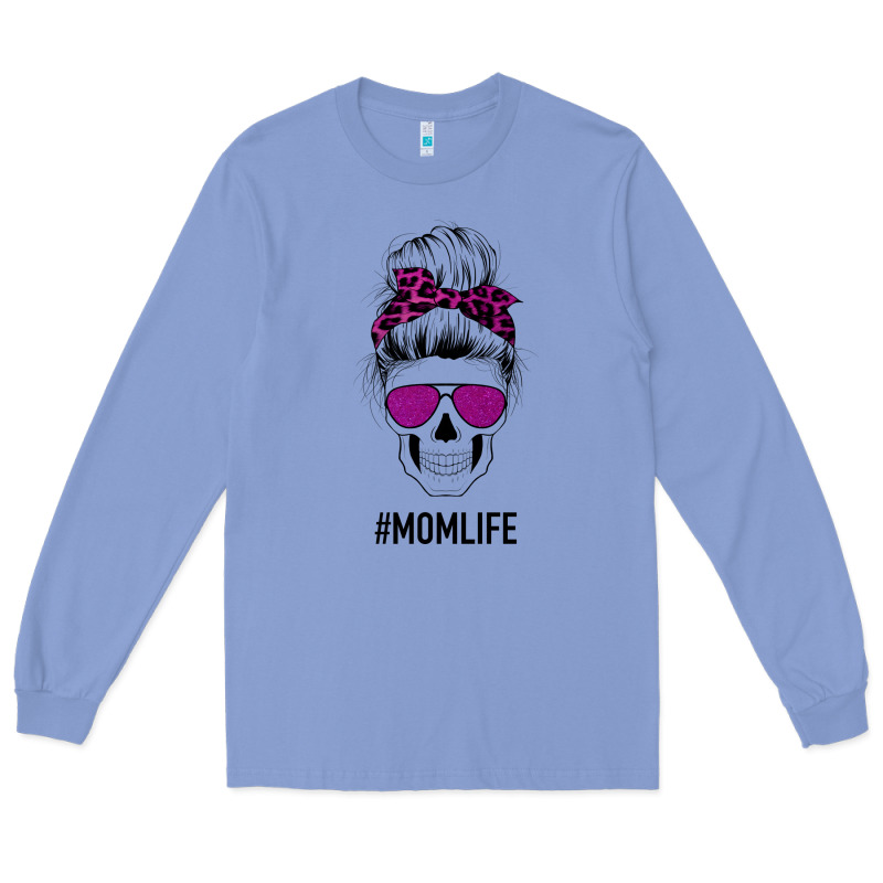 Purple Glitter, Leopard Patterned Mom Skull Long Sleeve Tee by Bettercallsaul | Teevron