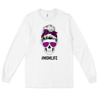 White Purple Glitter, Leopard Patterned Mom Skull Long Sleeve Tee - Bettercallsaul