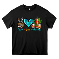 Black peace love whiskey Heavy Core Tee - AdoDesignShop