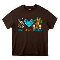 Chocolate Brown peace love whiskey Heavy Core Tee - AdoDesignShop