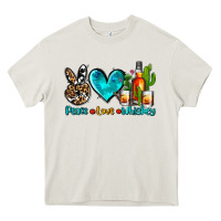 Cream peace love whiskey Heavy Core Tee - AdoDesignShop