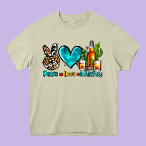 Peace Love Whiskey Heavy Core Tee Designed By Adodesignshop