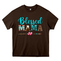 Chocolate Brown blessed mama serape cowhide turquoise Heavy Core Tee - Jasminsmagicworld