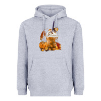 Heather Grey Pumpkin Spice Coffee Heavyweight Hoodie - FaDigitalArtStudio